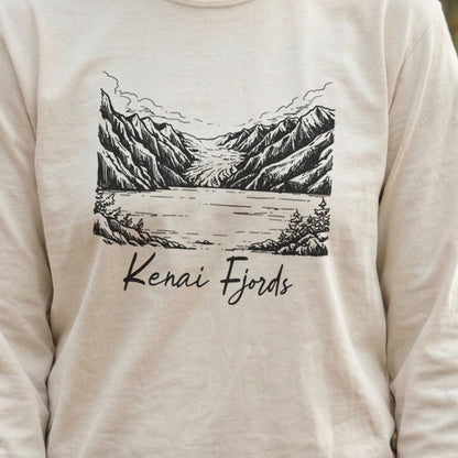 Kenai Fjords Line Drawing Premium Long Sleeve