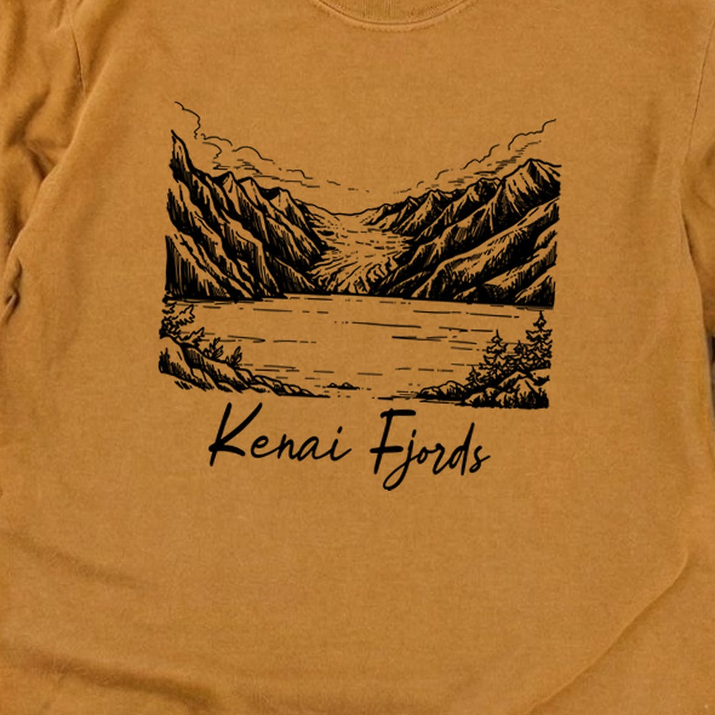 Kenai Fjords Line Drawing Premium Long Sleeve