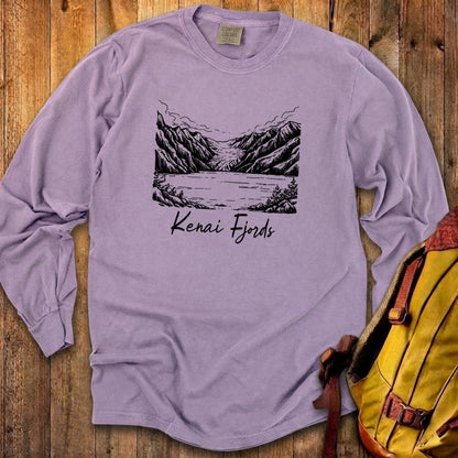 Kenai Fjords Line Drawing Premium Long Sleeve