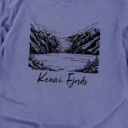 Kenai Fjords Line Drawing Premium Long Sleeve