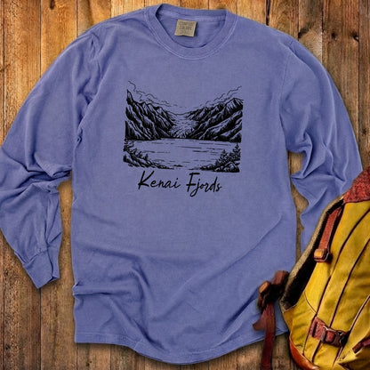 Kenai Fjords Line Drawing Premium Long Sleeve