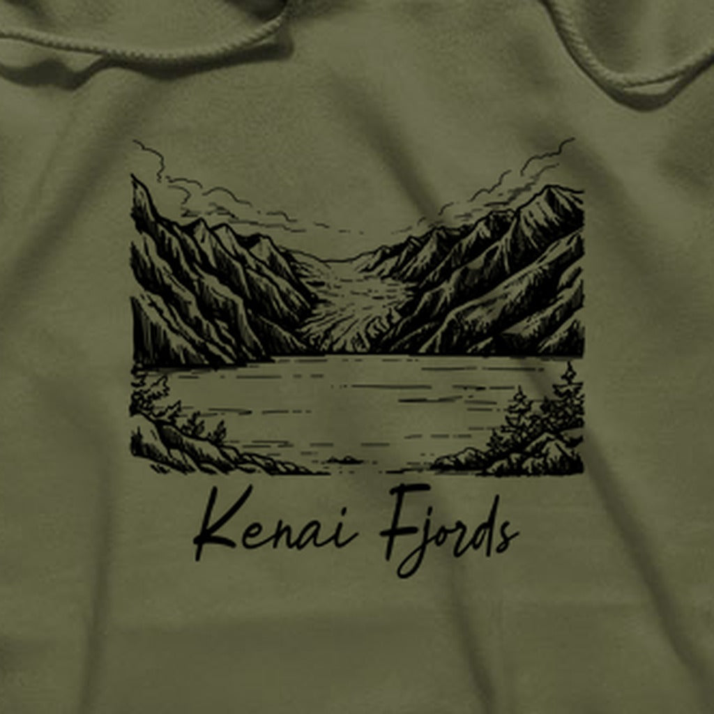 Kenai Fjords Line Drawing Hoodie