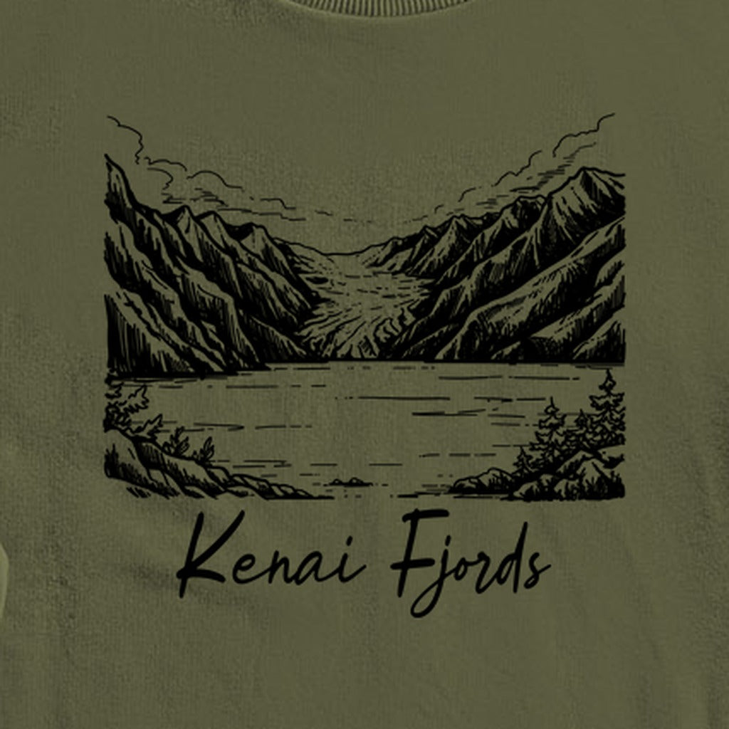 Kenai Fjords Line Drawing Crewneck Sweatshirt