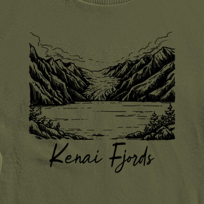 Kenai Fjords Line Drawing Crewneck Sweatshirt