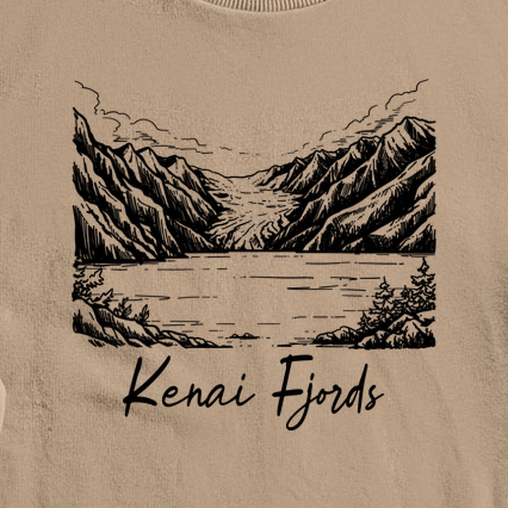 Kenai Fjords Line Drawing Crewneck Sweatshirt