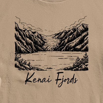 Kenai Fjords Line Drawing Crewneck Sweatshirt
