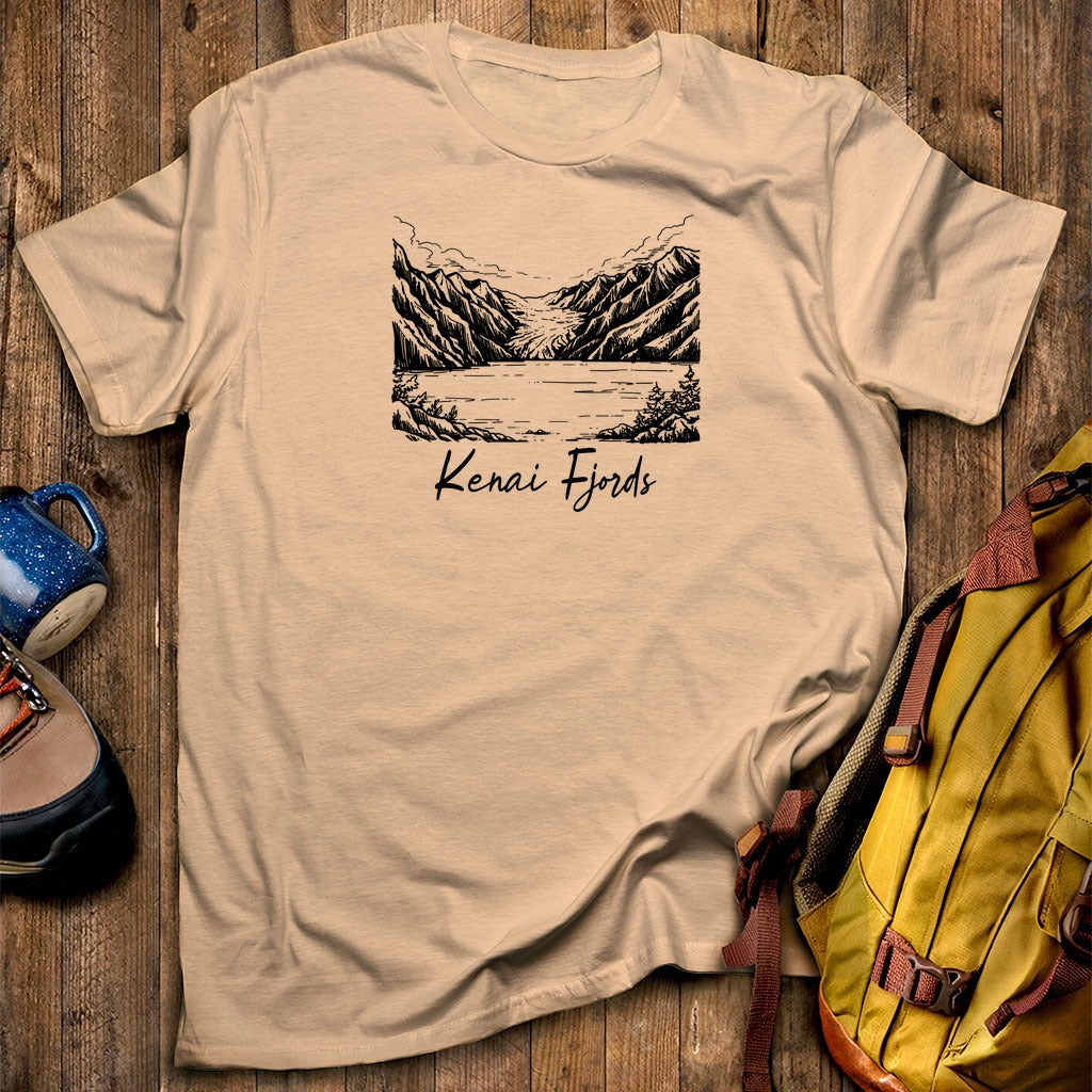 Kenai Fjords Line Drawing T-Shirt
