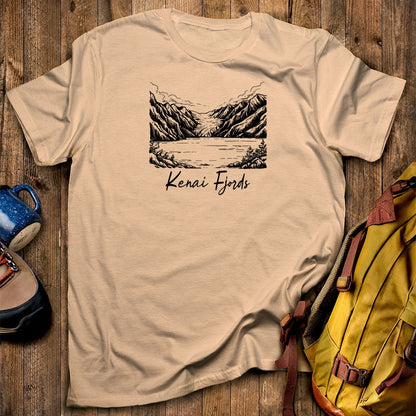 Kenai Fjords Line Drawing T-Shirt