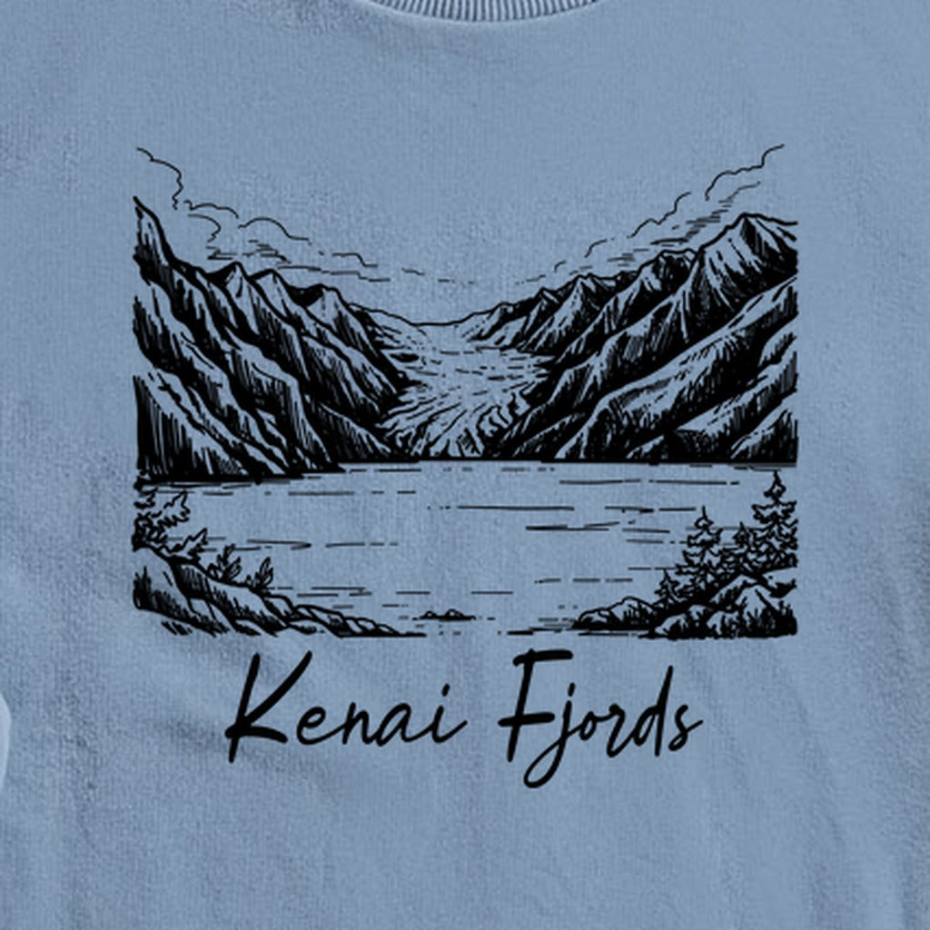 Kenai Fjords Line Drawing Crewneck Sweatshirt