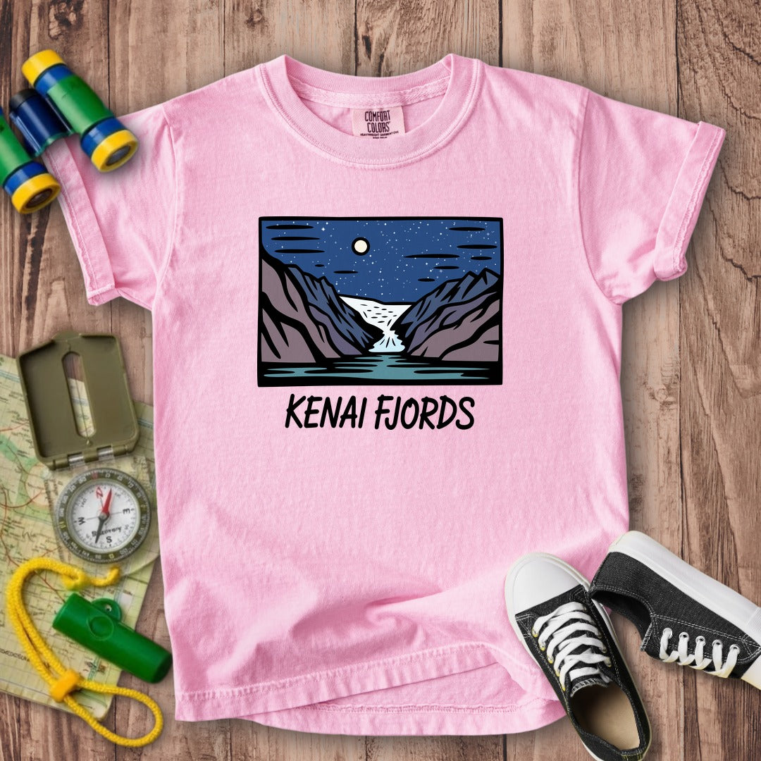 Kenai Fjords at Night Kids Cotton T-Shirt