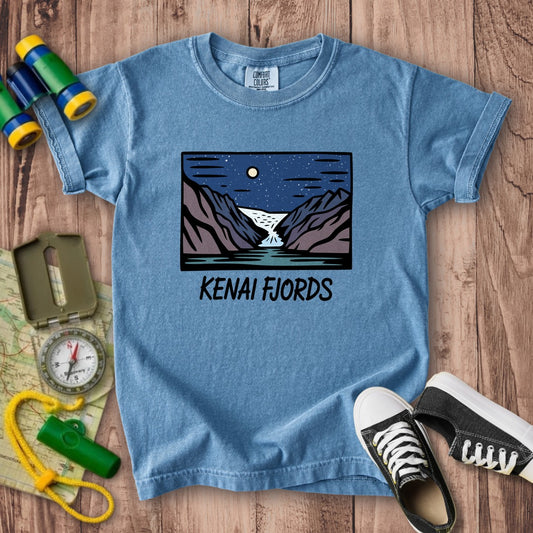 Kenai Fjords at Night Kids Cotton T-Shirt
