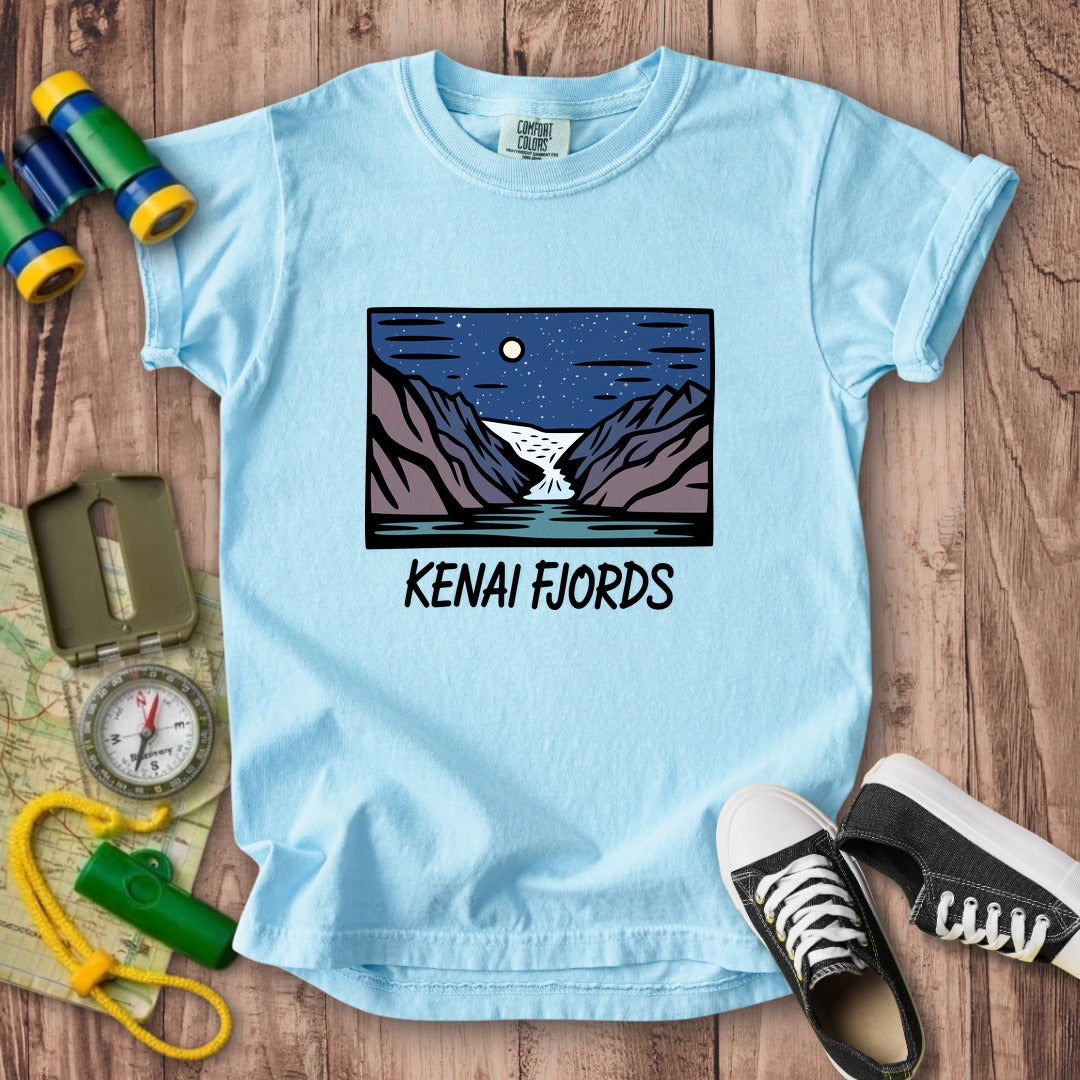 Kenai Fjords at Night Kids Cotton T-Shirt