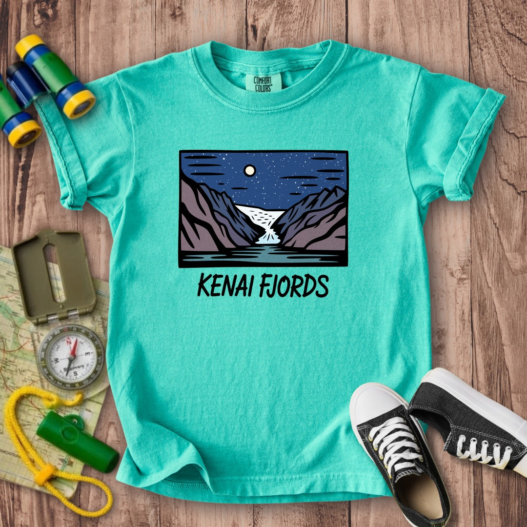 Kenai Fjords at Night Kids Cotton T-Shirt