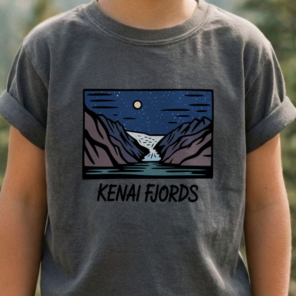 Kenai Fjords at Night Kids Cotton T-Shirt