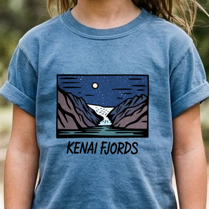 Kenai Fjords at Night Kids Cotton T-Shirt