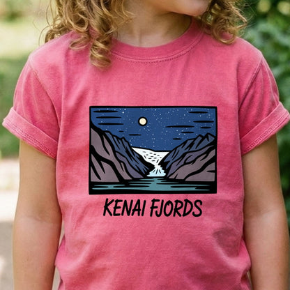 Kenai Fjords at Night Kids Cotton T-Shirt