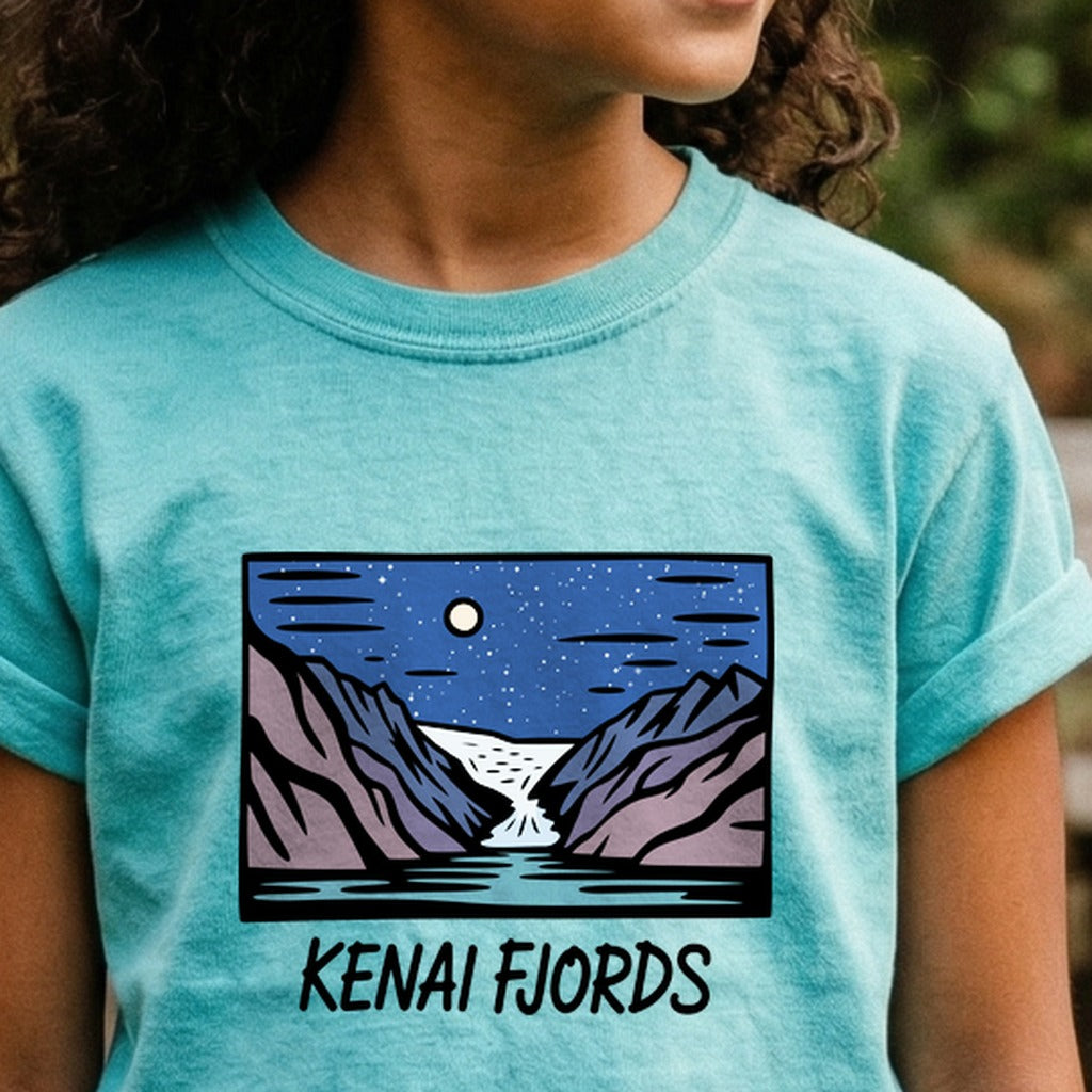 Kenai Fjords at Night Kids Cotton T-Shirt