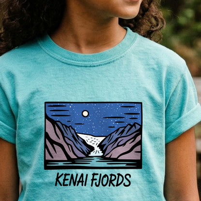 Kenai Fjords at Night Kids Cotton T-Shirt