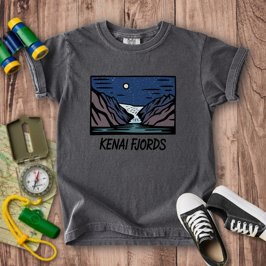 Kenai Fjords at Night Kids Cotton T-Shirt