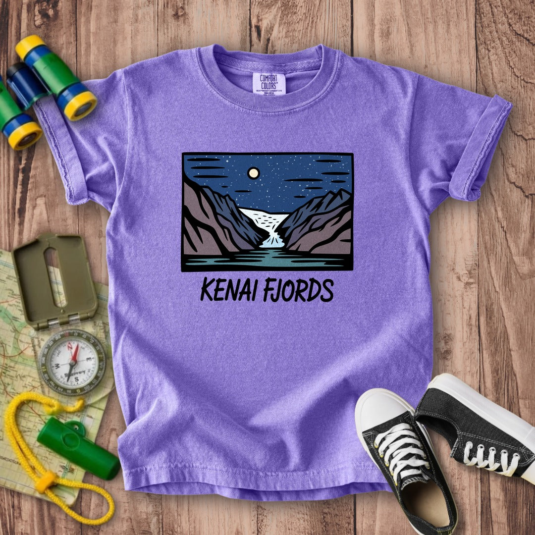 Kenai Fjords at Night Kids Cotton T-Shirt
