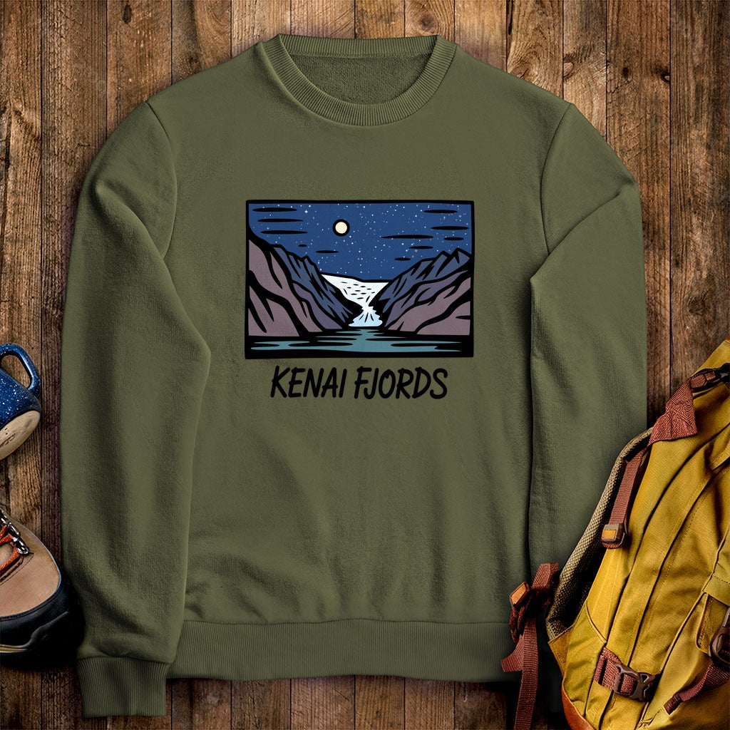 Kenai Fjords at Night Crewneck Sweatshirt