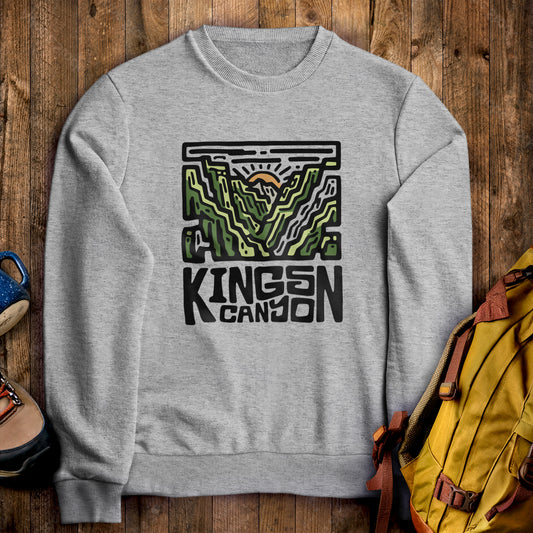Kings Canyon National Park Crewneck Sweatshirt Sport Grey Adventure and Outdoors Themed Sweatshirt