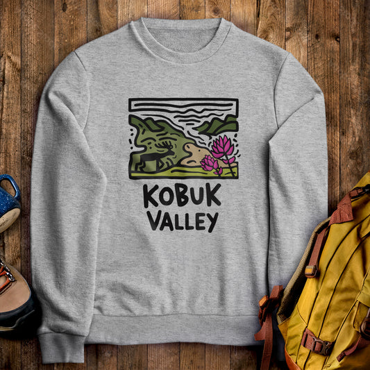 Kobuk Valley National Park Crewneck Sweatshirt Sport Grey Adventure and Outdoors Themed Sweatshirt