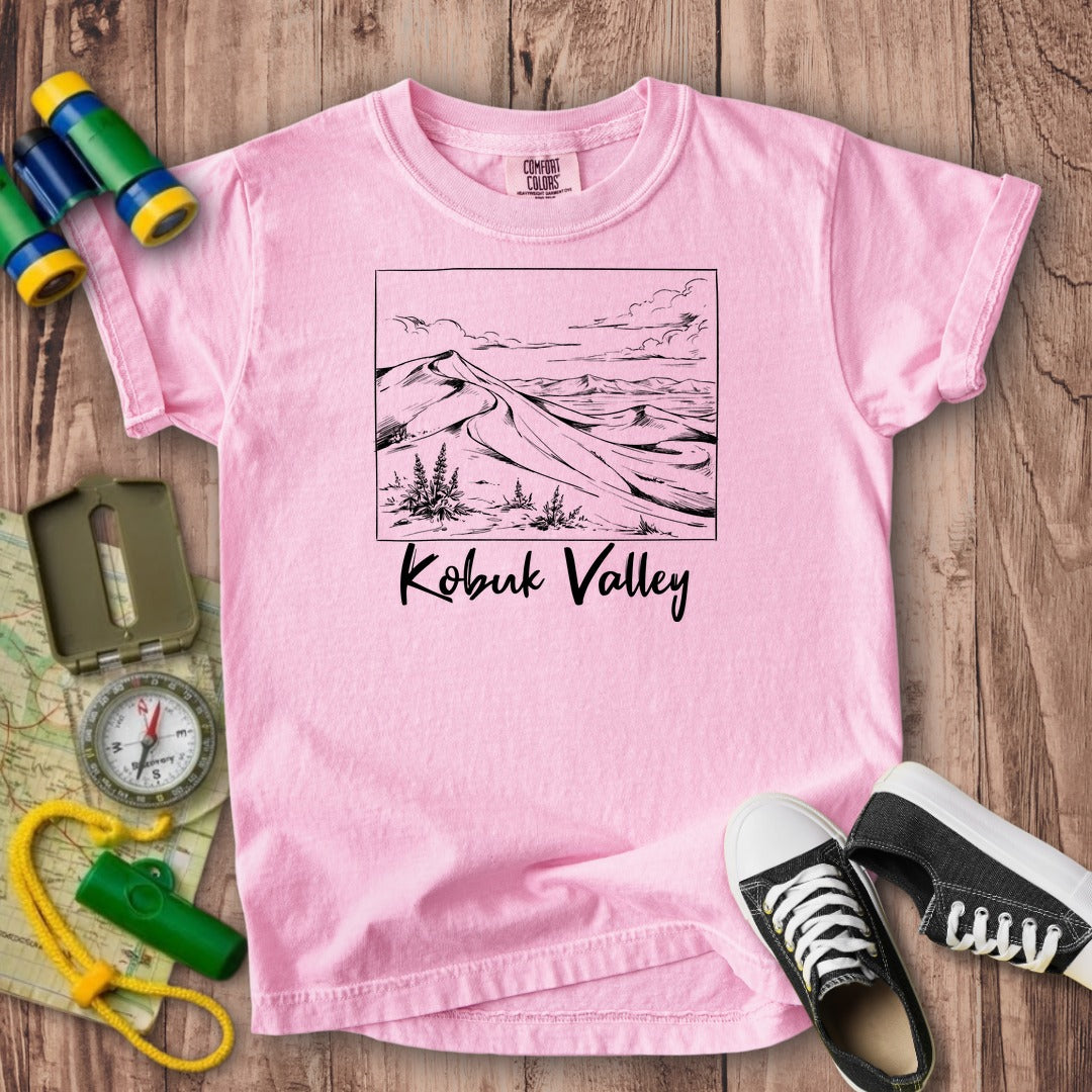 Kobuk Valley Line Drawing Kids Cotton T-Shirt