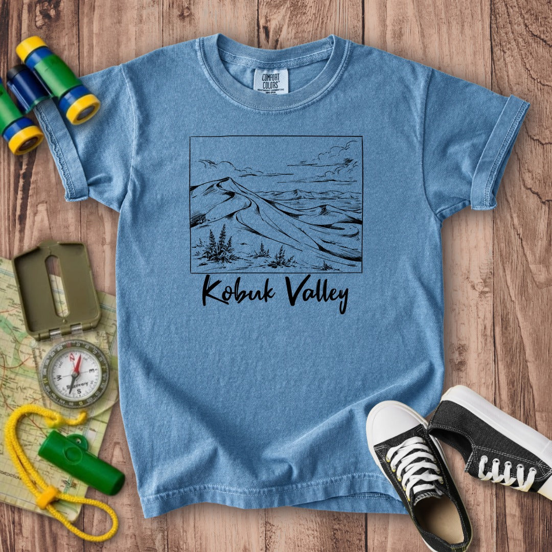 Kobuk Valley Line Drawing Kids Cotton T-Shirt