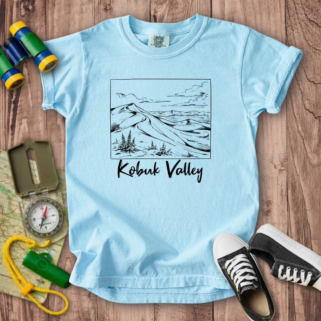 Kobuk Valley Line Drawing Kids Cotton T-Shirt