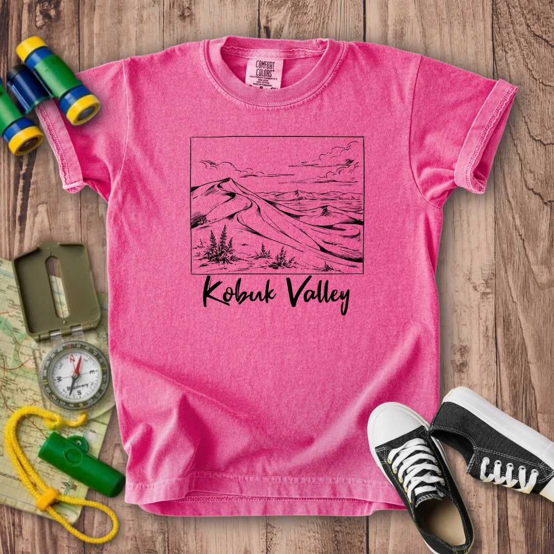 Kobuk Valley Line Drawing Kids Cotton T-Shirt