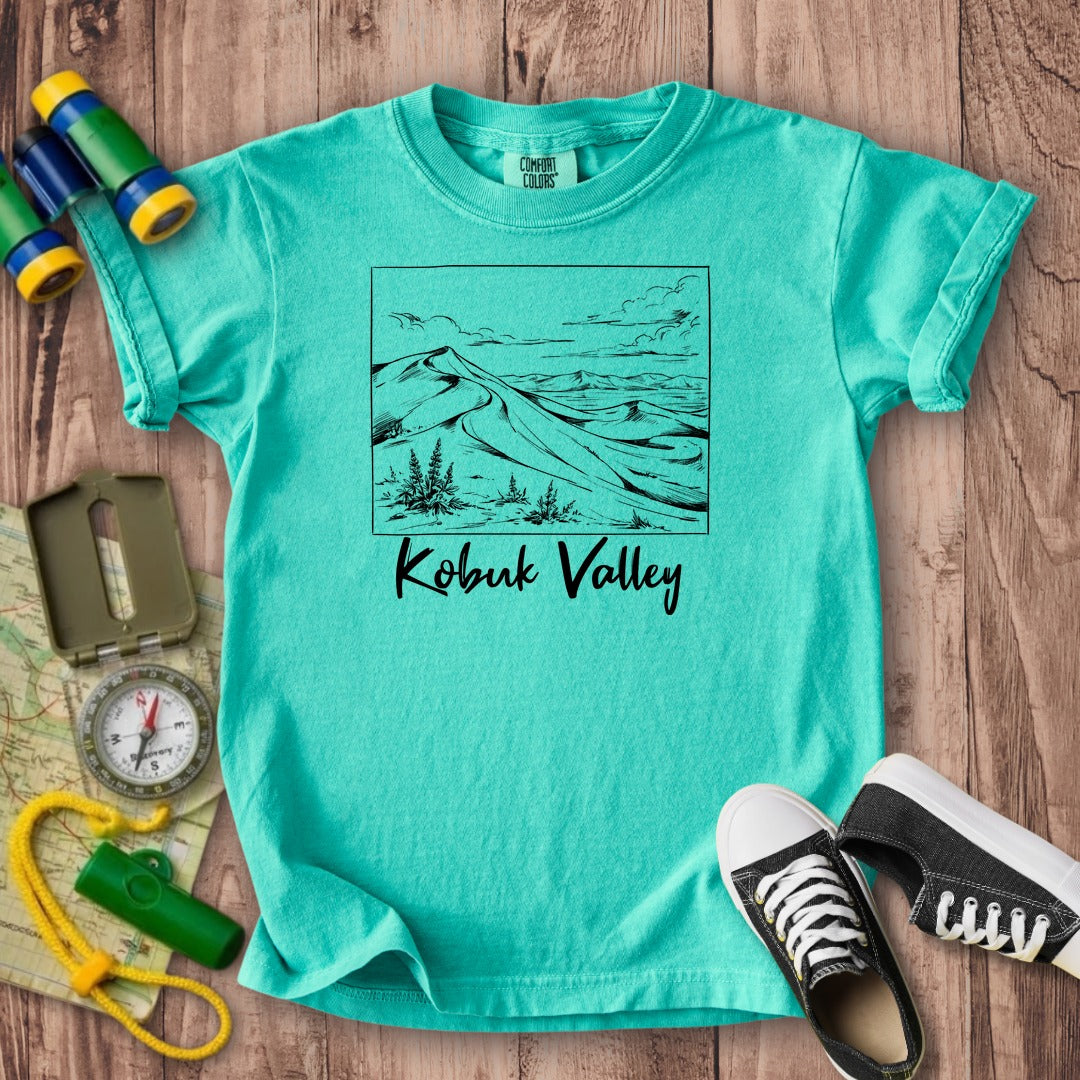 Kobuk Valley Line Drawing Kids Cotton T-Shirt