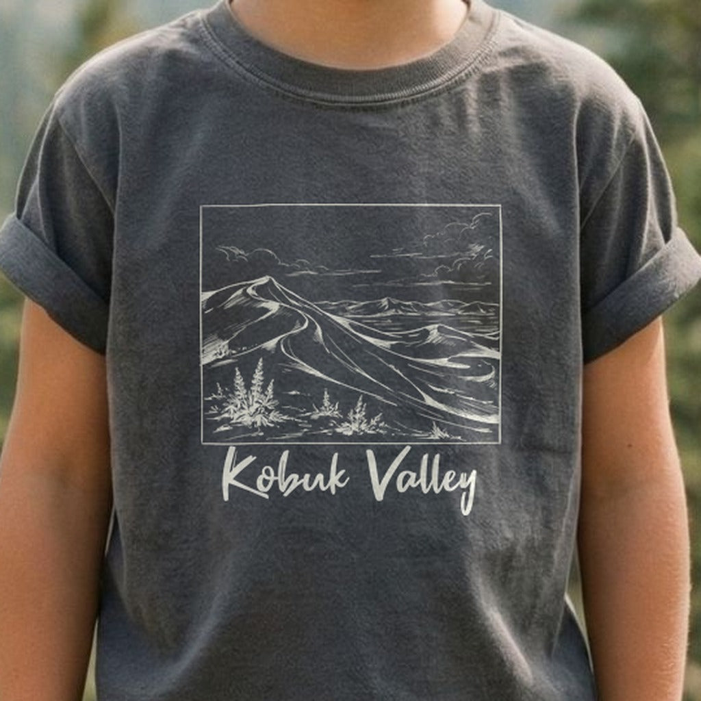 Kobuk Valley Line Drawing Kids Cotton T-Shirt