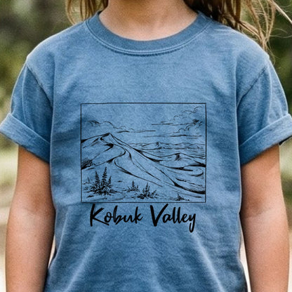 Kobuk Valley Line Drawing Kids Cotton T-Shirt