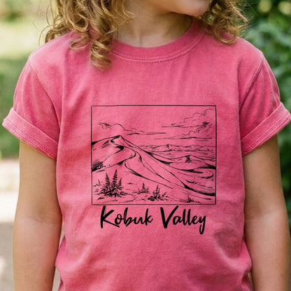 Kobuk Valley Line Drawing Kids Cotton T-Shirt