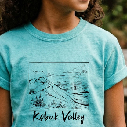 Kobuk Valley Line Drawing Kids Cotton T-Shirt
