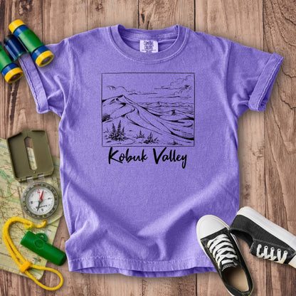 Kobuk Valley Line Drawing Kids Cotton T-Shirt