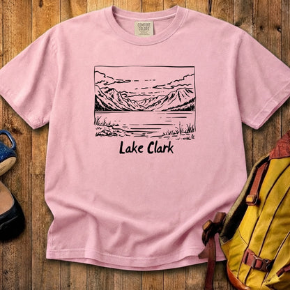 Lake Clark Line Drawing Cotton T-Shirt