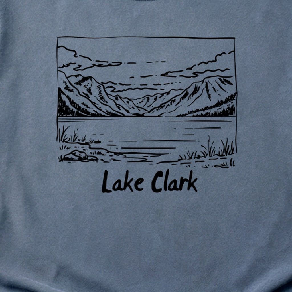 Lake Clark Line Drawing Cotton T-Shirt
