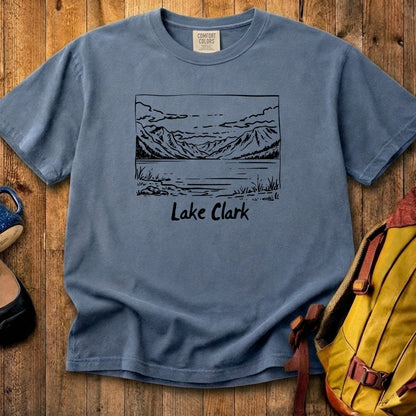 Lake Clark Line Drawing Cotton T-Shirt