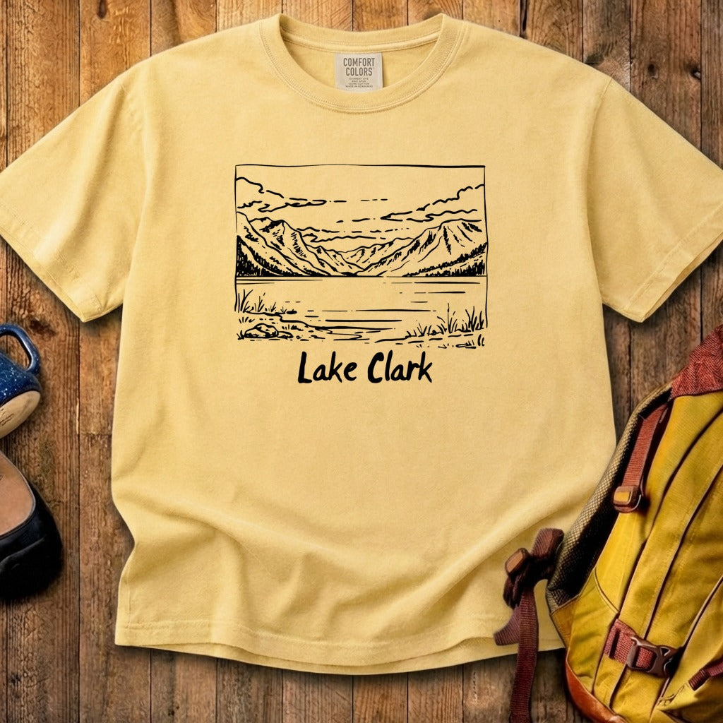 Lake Clark Line Drawing Cotton T-Shirt