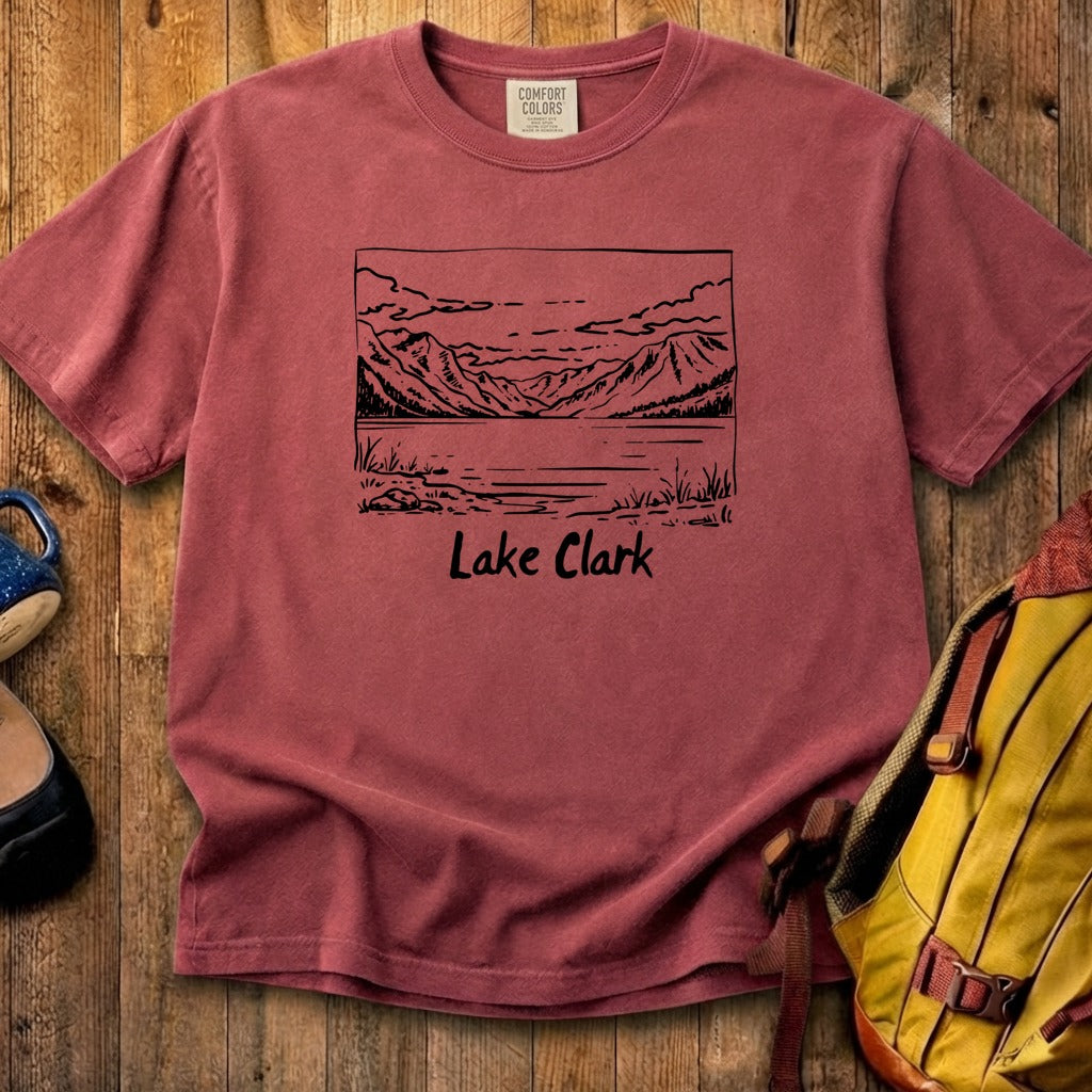 Lake Clark Line Drawing Cotton T-Shirt