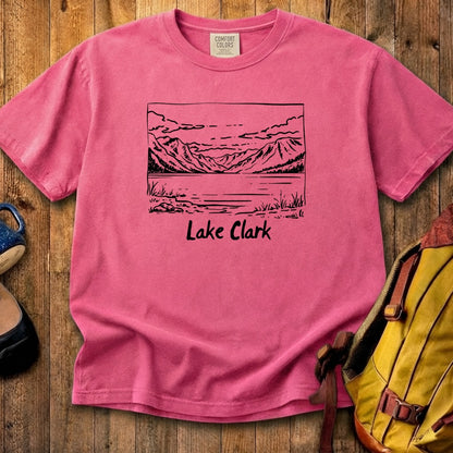 Lake Clark Line Drawing Cotton T-Shirt