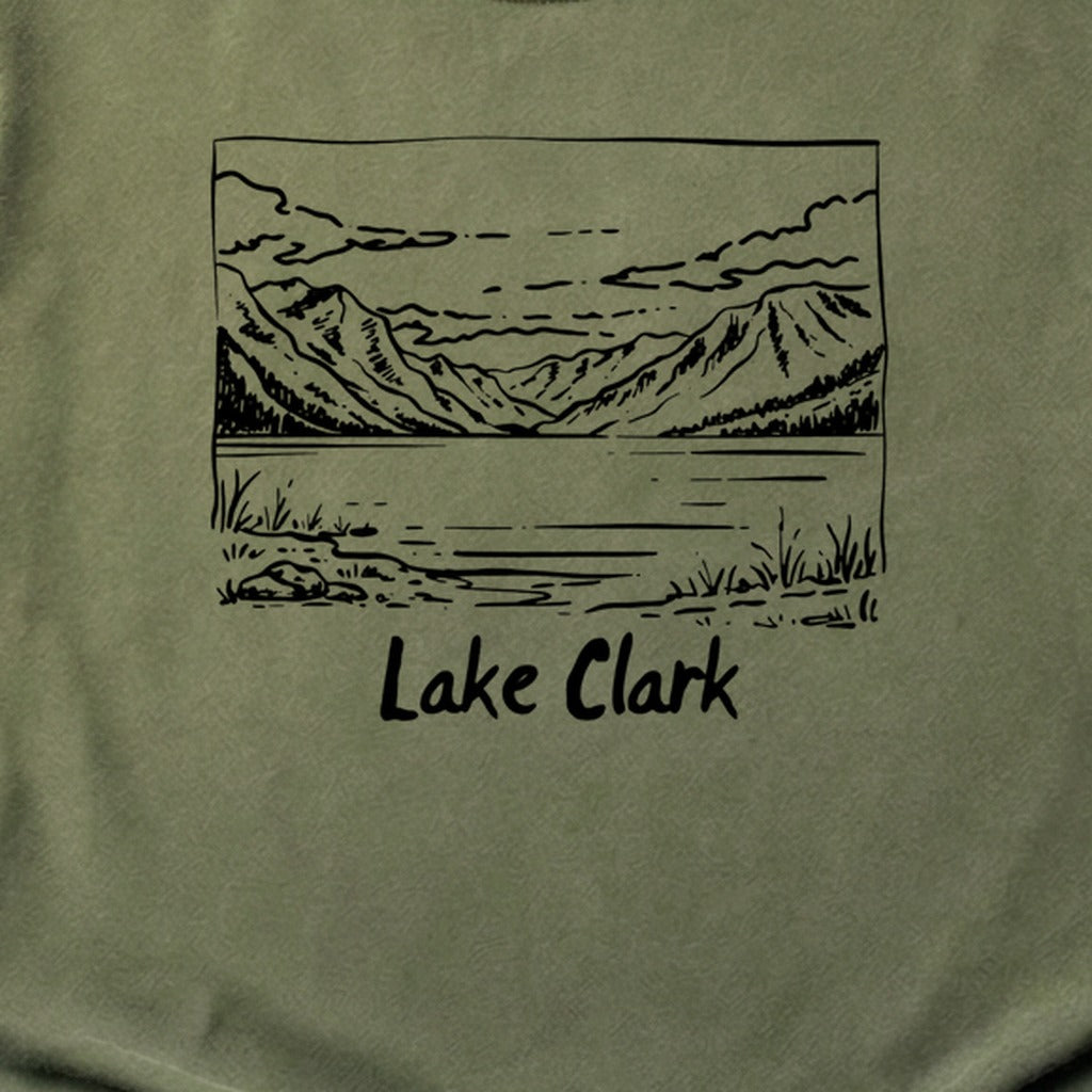 Lake Clark Line Drawing Cotton T-Shirt