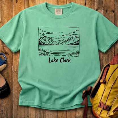 Lake Clark Line Drawing Cotton T-Shirt