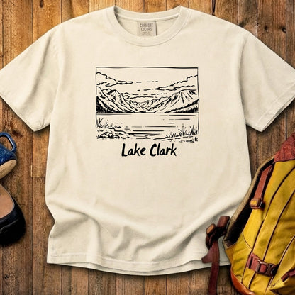 Lake Clark Line Drawing Cotton T-Shirt