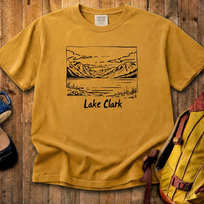 Lake Clark Line Drawing Cotton T-Shirt