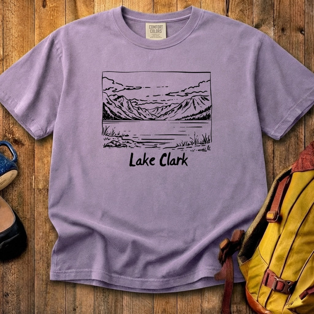 Lake Clark Line Drawing Cotton T-Shirt