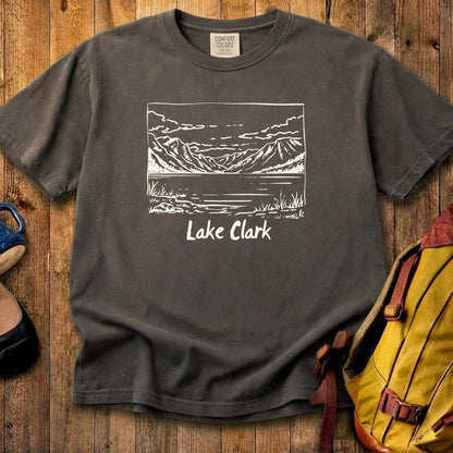 Lake Clark Line Drawing Cotton T-Shirt