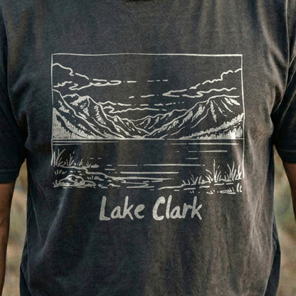 Lake Clark Line Drawing Cotton T-Shirt